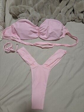 Pink Two Piece Swimsuit - Soft Pastel Halter Style